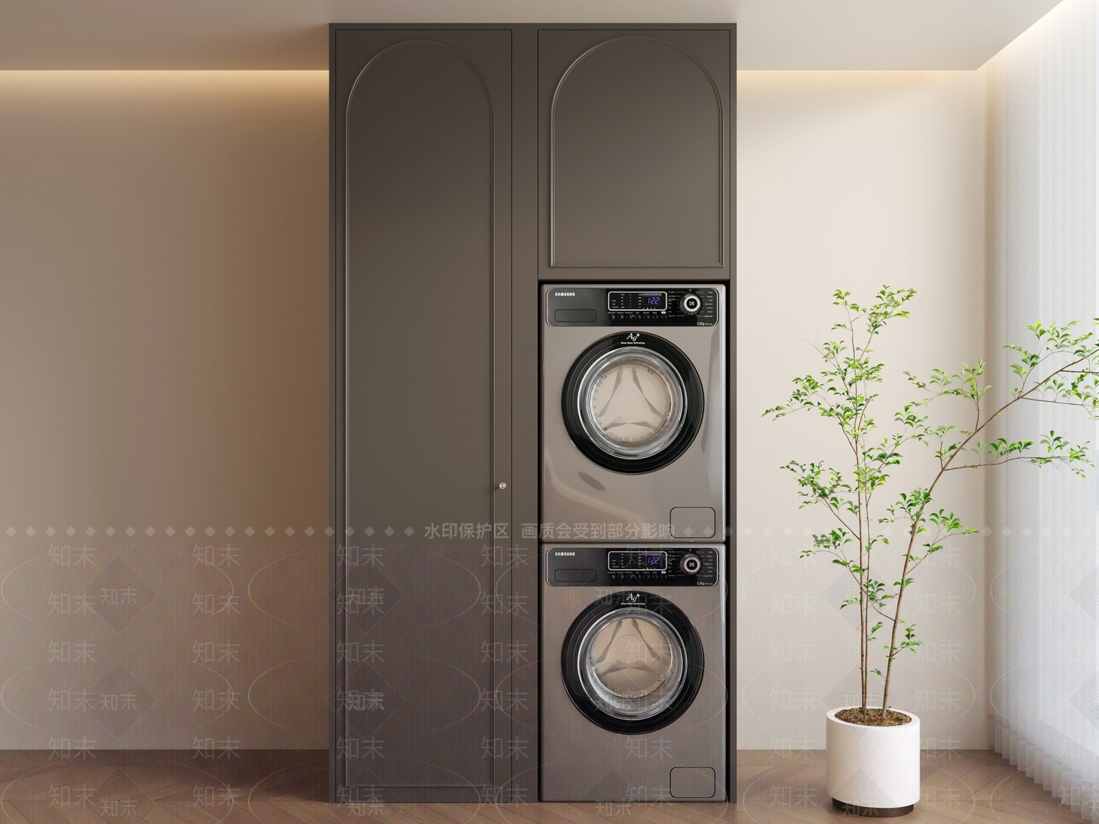 现代洗衣机柜3D模型下载【ID:1189578762】