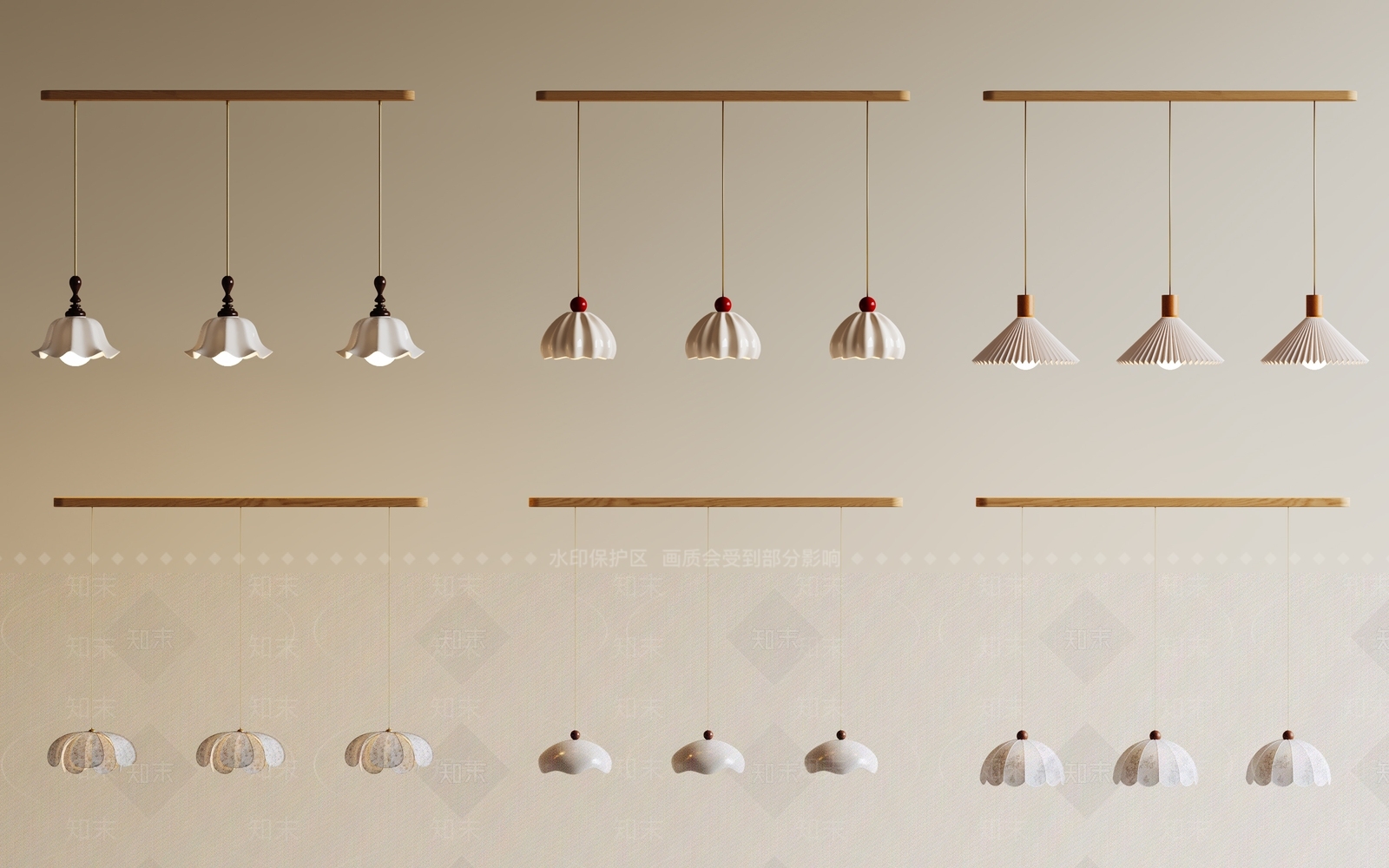 奶油法式餐厅吊灯3D模型下载【ID:1189587968】