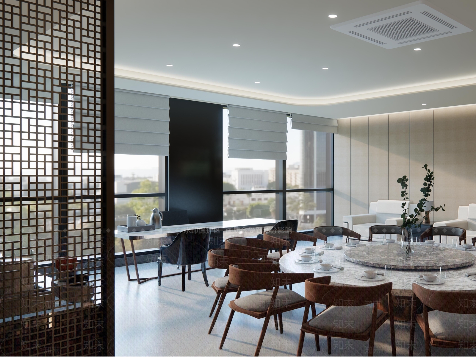 新中式简约中餐厅SU模型下载【ID:1189590929】