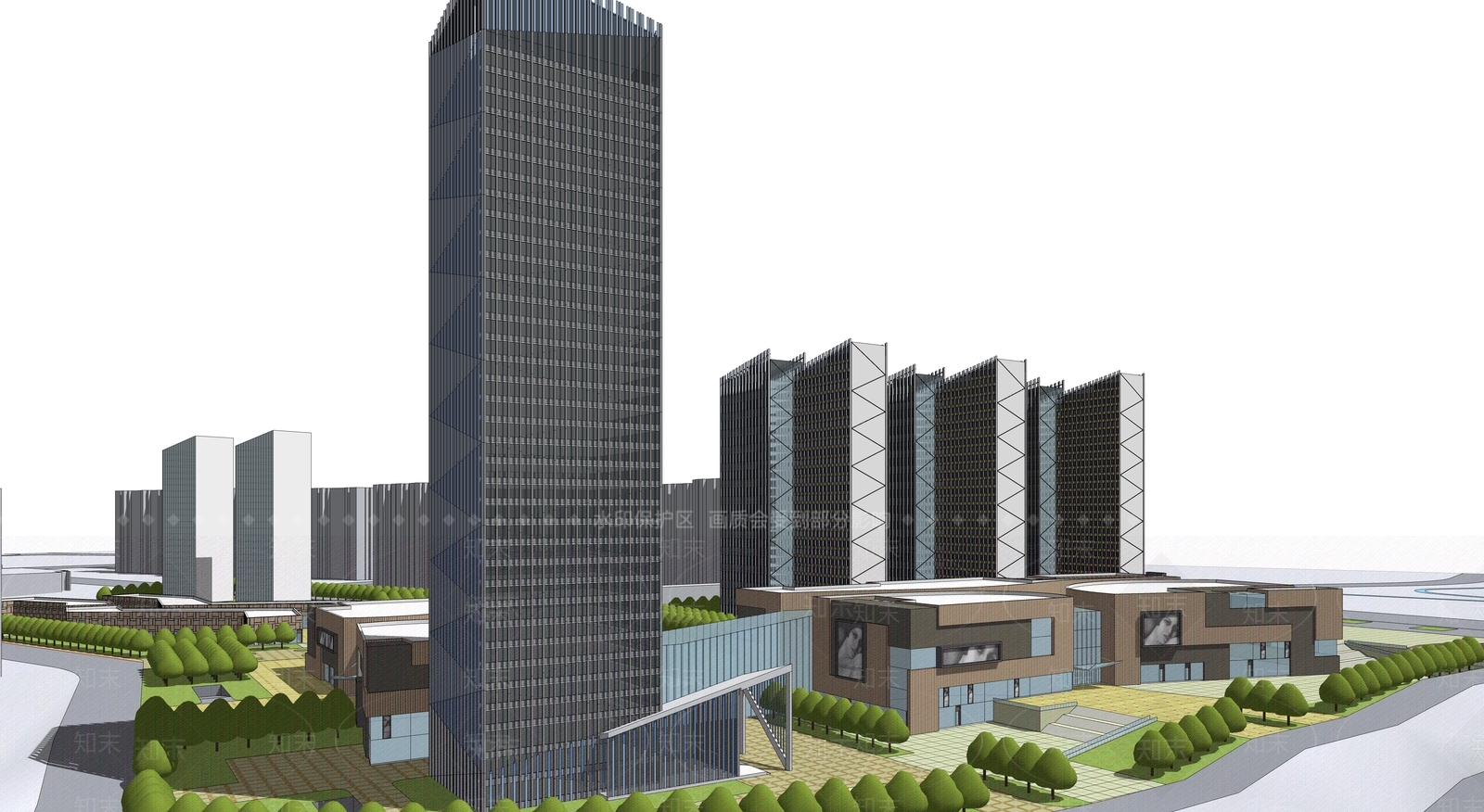 现代轻奢商场建筑SU模型下载【ID:1189591174】