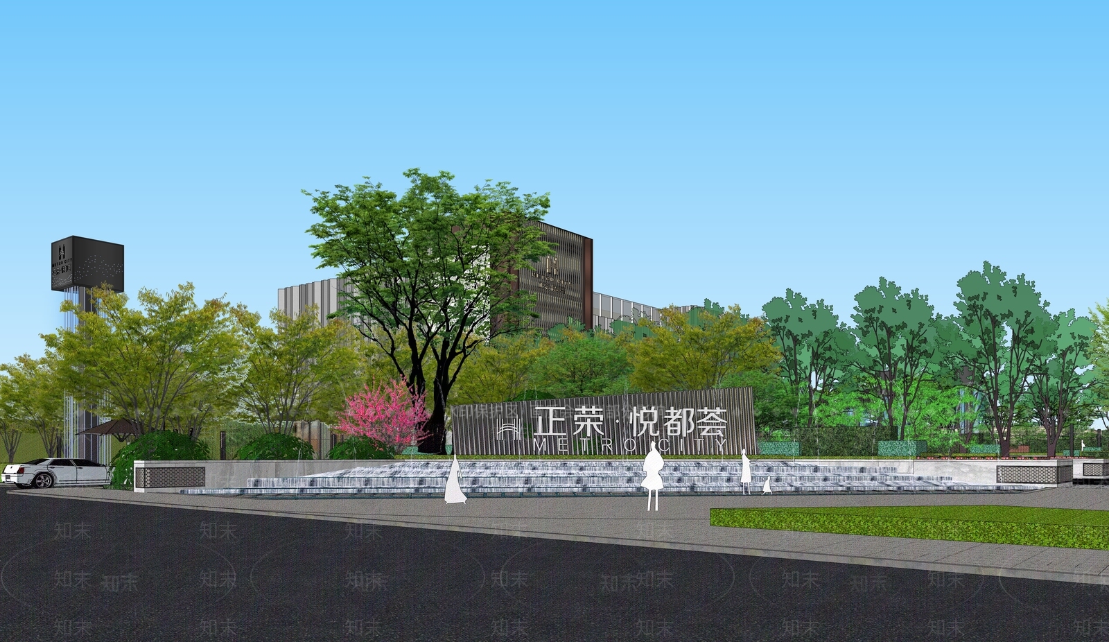 现代新中式售楼处建筑SU模型下载【ID:1189591381】