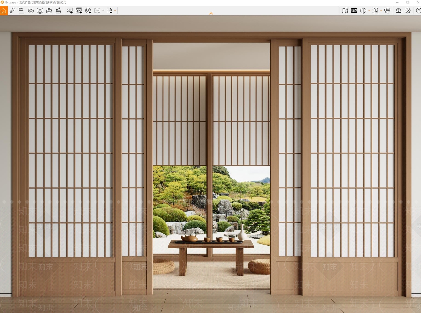 日式推拉门SU模型下载【ID:1189592036】
