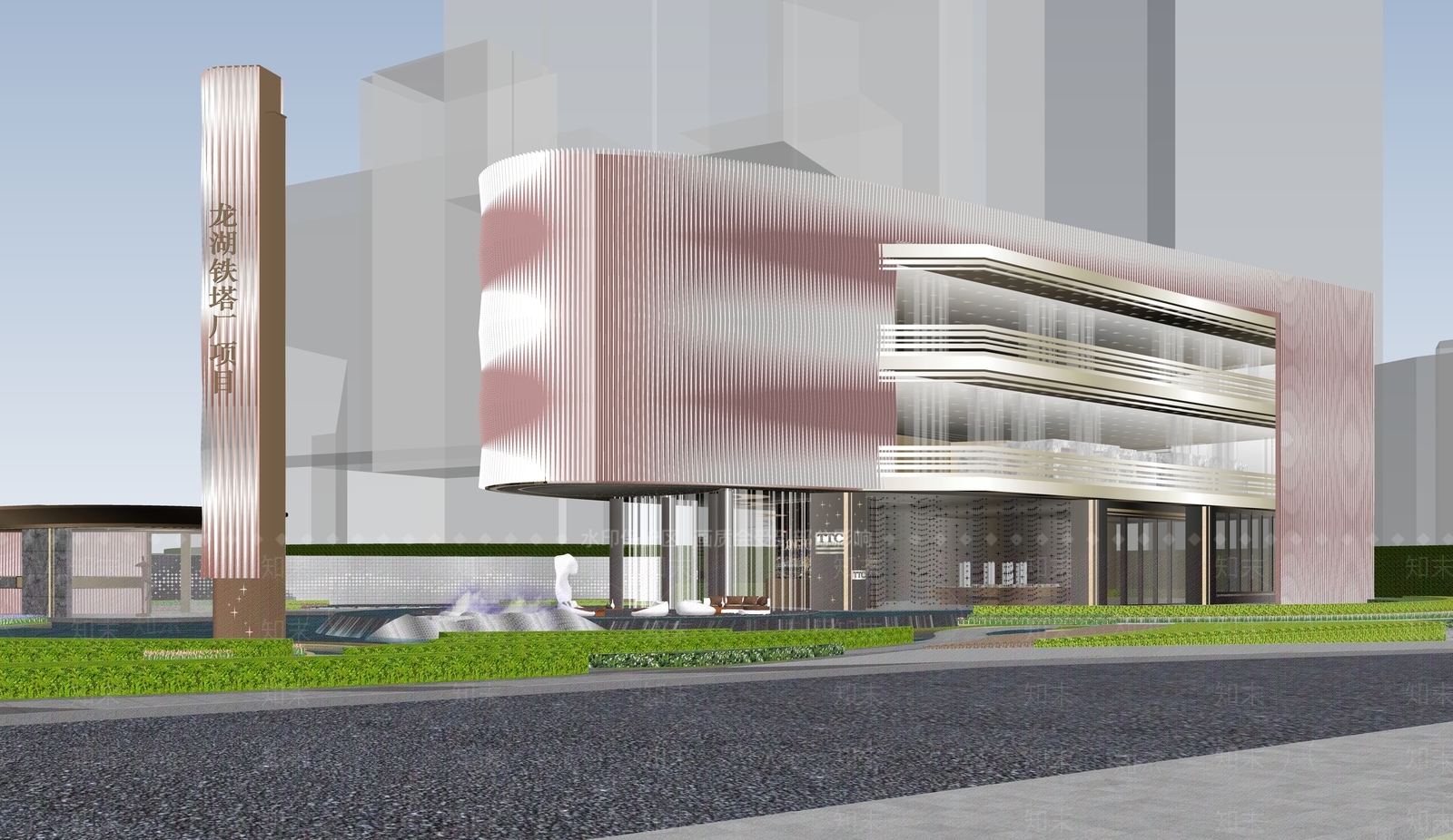 现代售楼处建筑SU模型下载【ID:1189596119】
