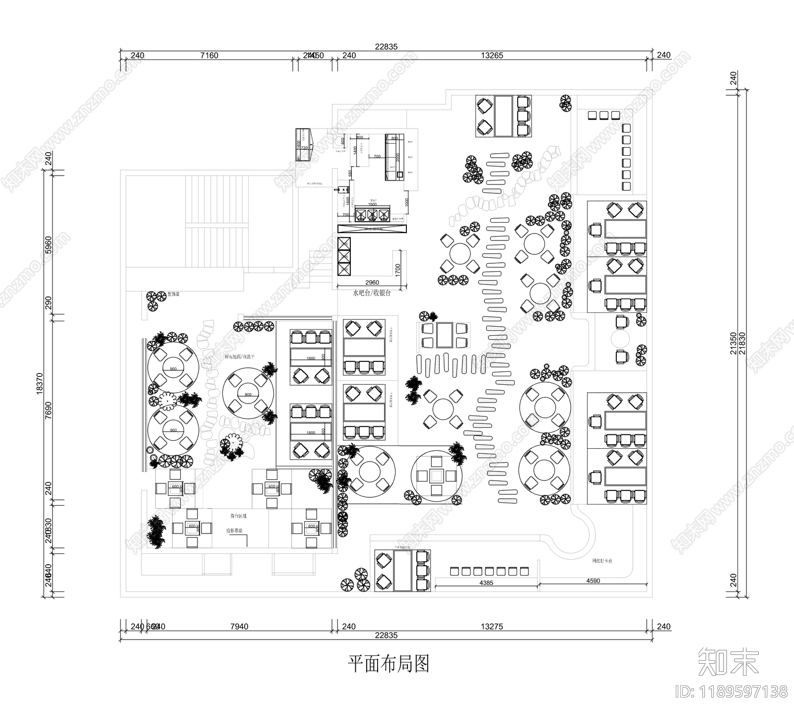 现代中餐厅施工图下载【ID:1189597138】