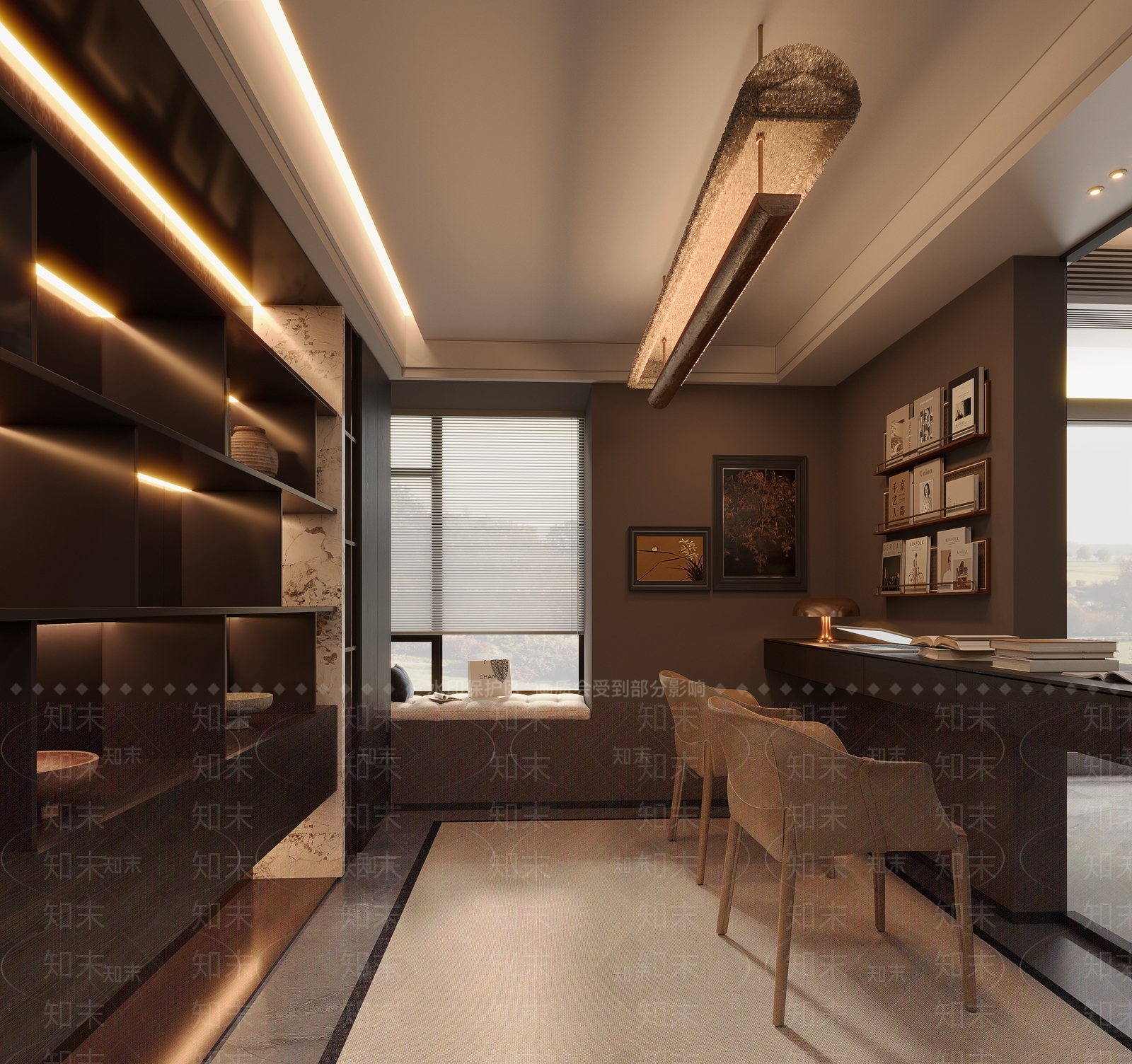 现代意式书房3D模型下载【ID:1189599523】