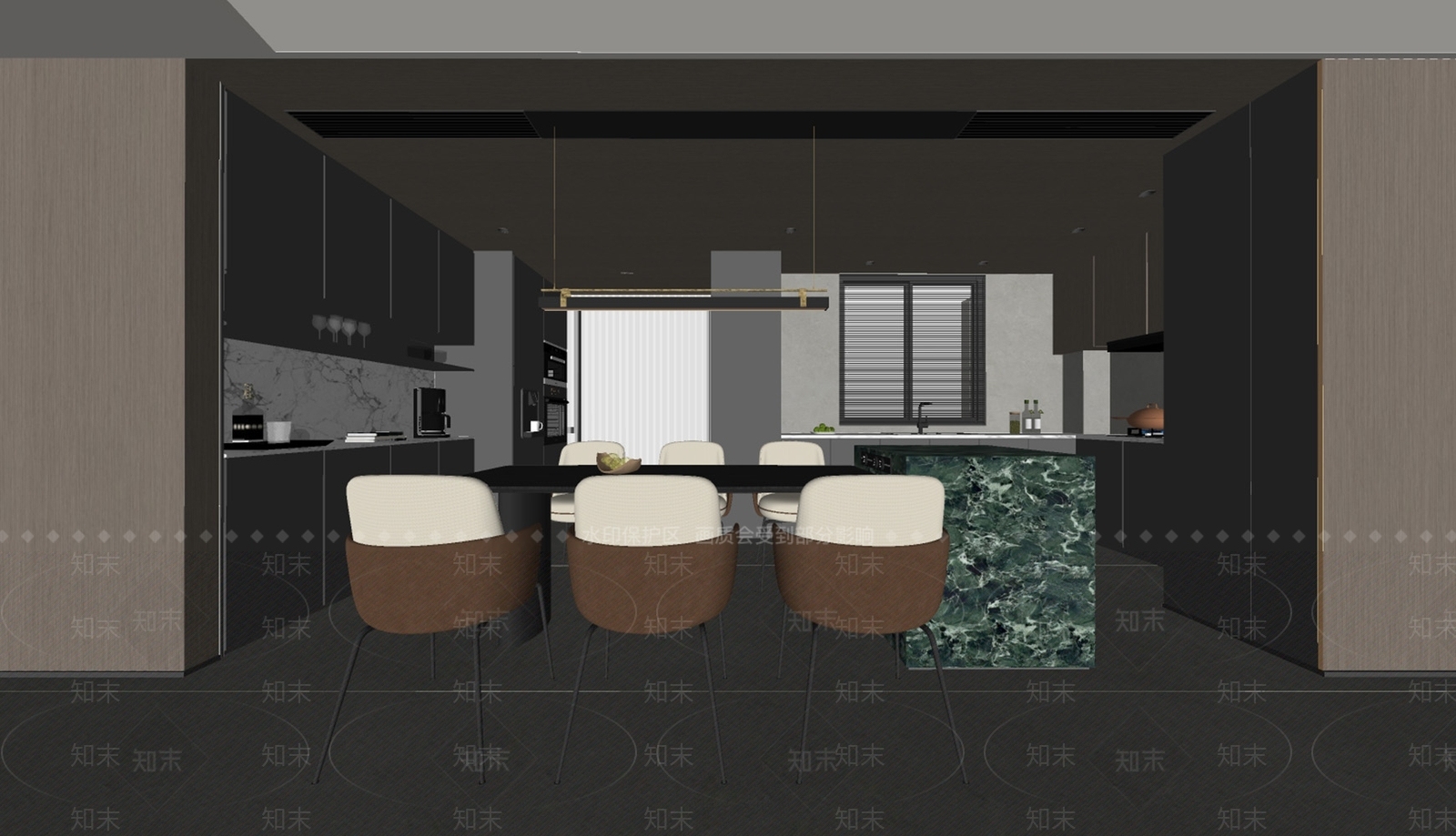 现代意式客餐厅SU模型下载【ID:1189600002】