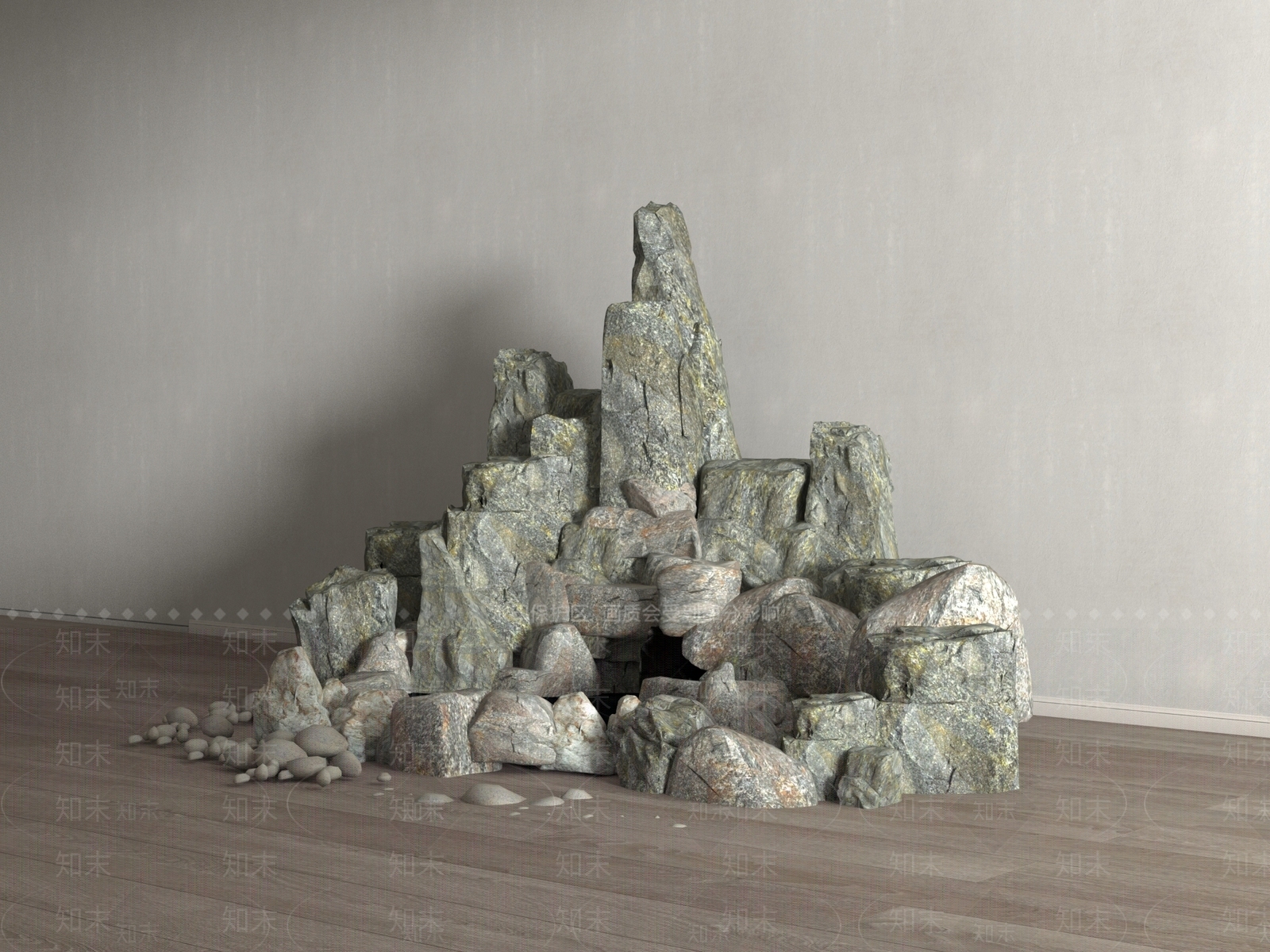 中式假山水景3D模型下载【ID:1189608335】