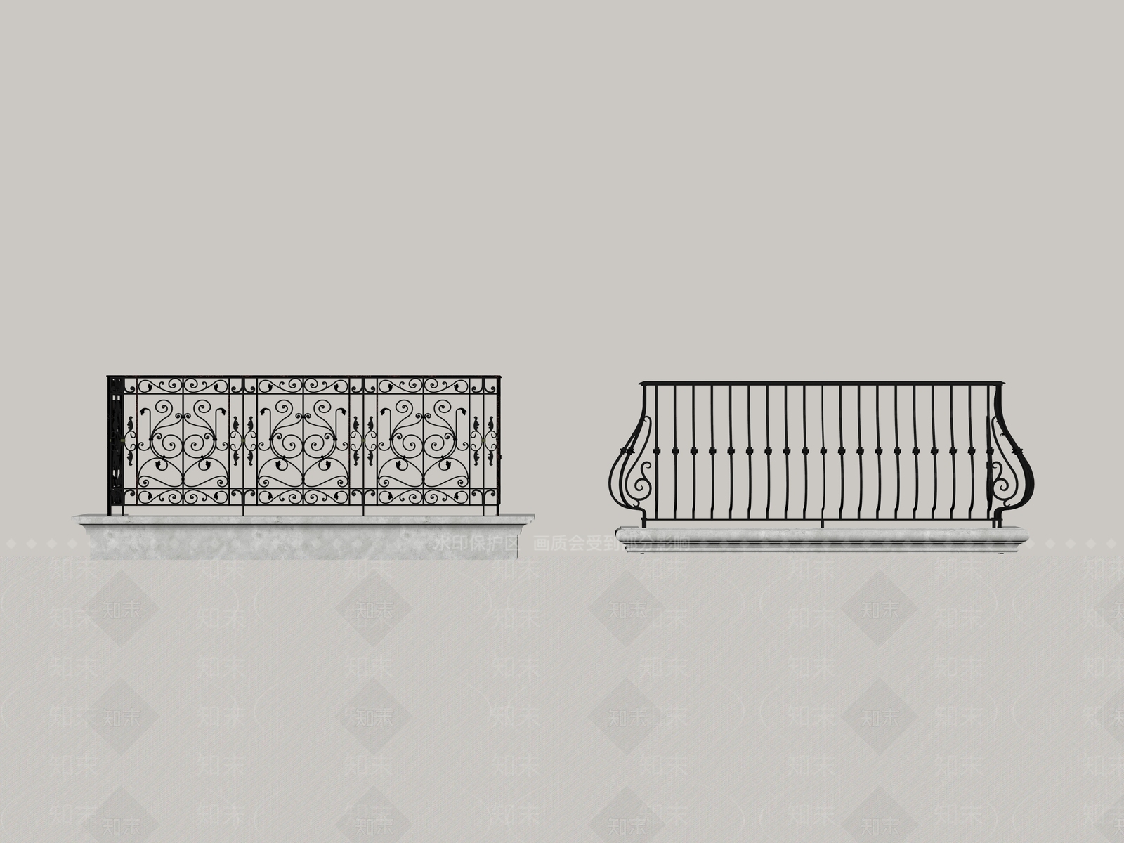现代围栏护栏SU模型下载【ID:1189609936】