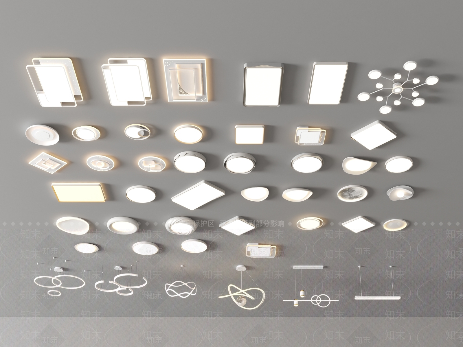 现代灯具组合3D模型下载【ID:1189610354】