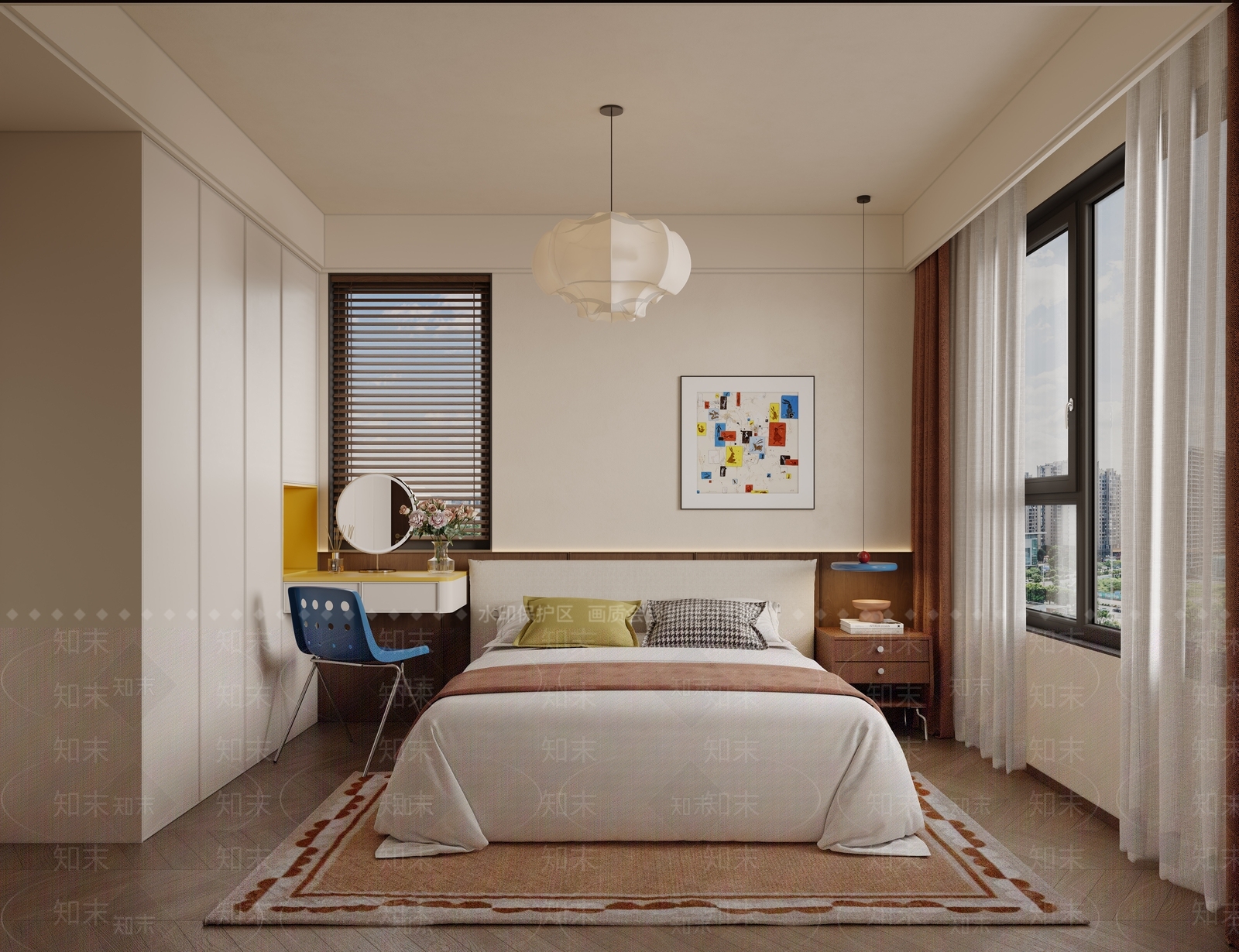 奶油中古家居卧室3D模型下载【ID:1189613394】