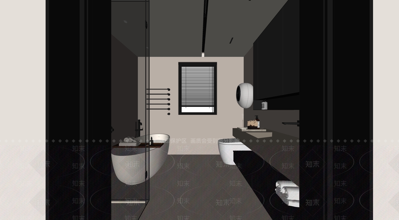 现代奶油卫生间SU模型下载【ID:1189613921】