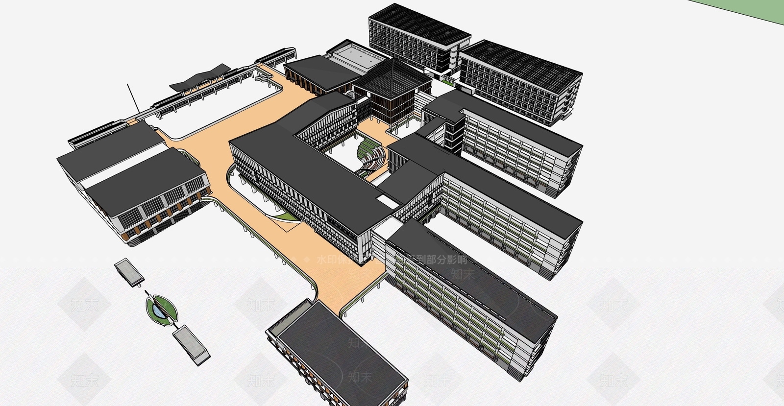 现代简约学校建筑SU模型下载【ID:1189760725】