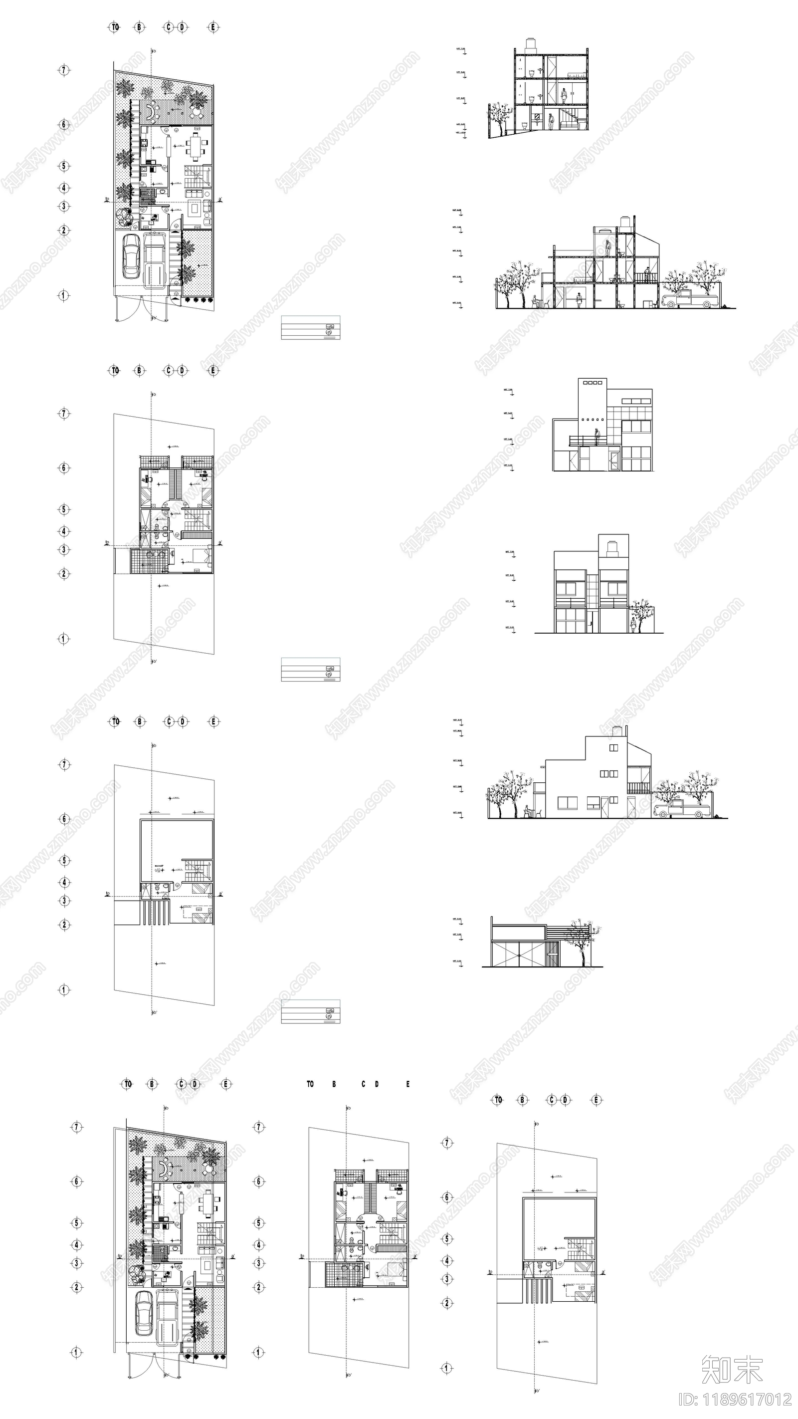 现代别墅建筑施工图下载【ID:1189617012】