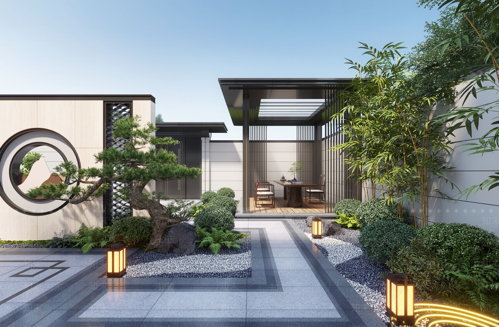 新中式庭院3D模型下载【ID:1189619355】