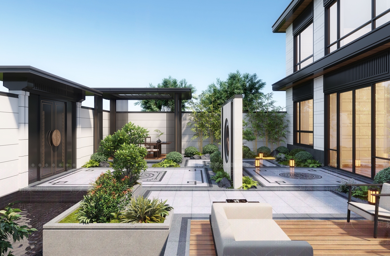 新中式庭院3D模型下载【ID:1189619355】