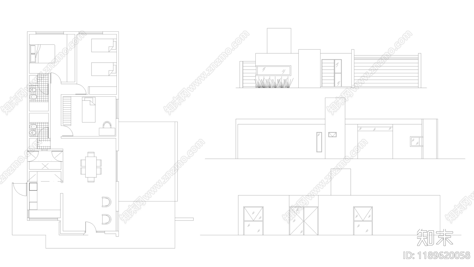现代别墅建筑施工图下载【ID:1189620058】