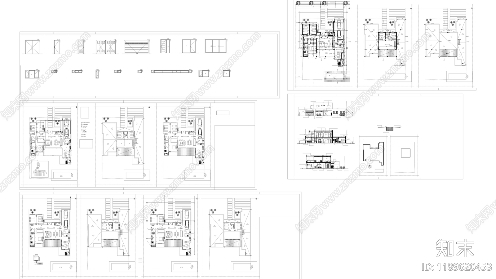 现代别墅建筑施工图下载【ID:1189620453】