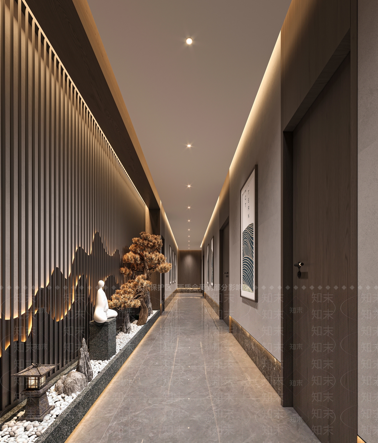 新中式走廊3D模型下载【ID:1189620619】