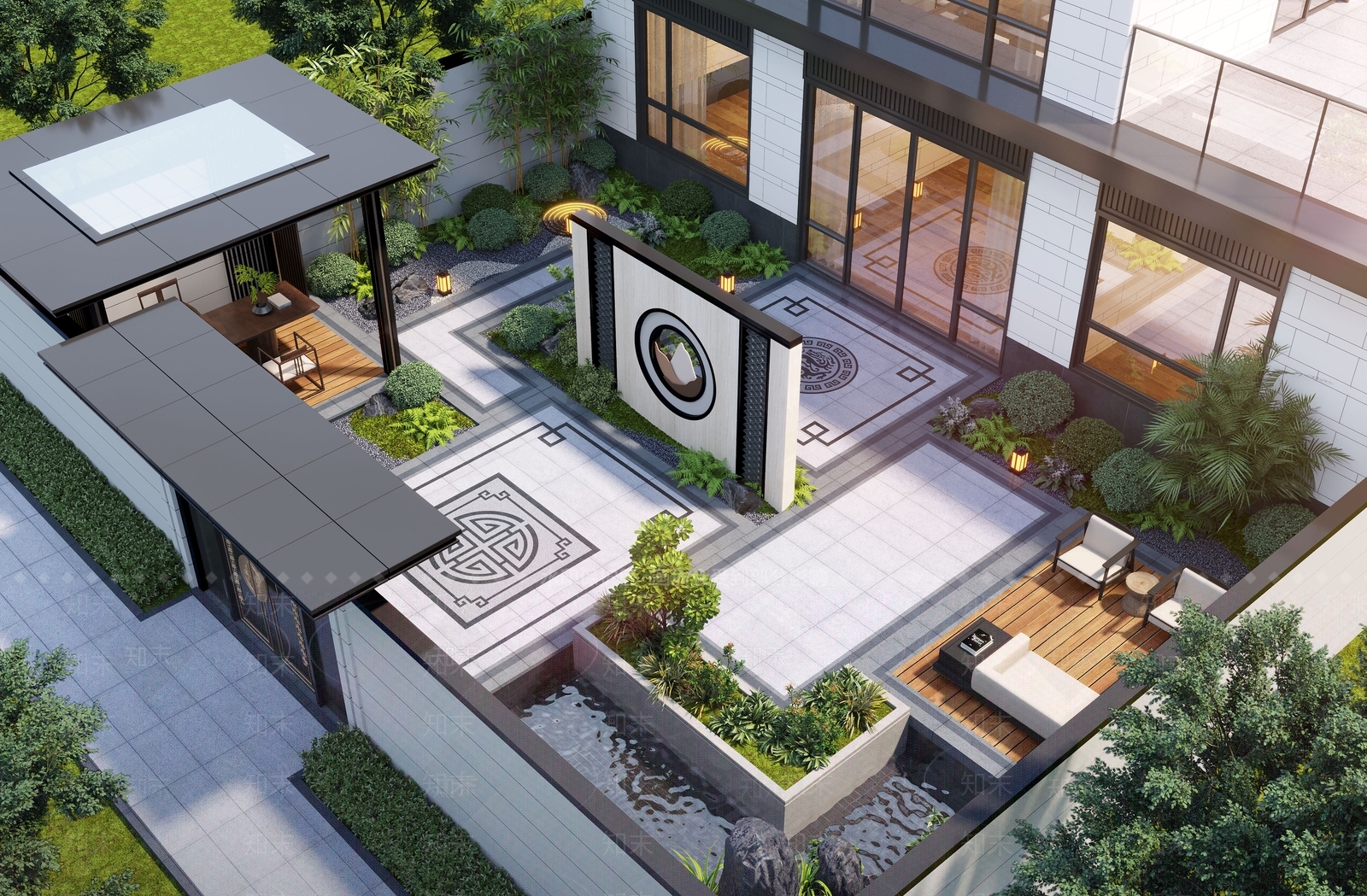 新中式庭院3D模型下载【ID:1189621240】