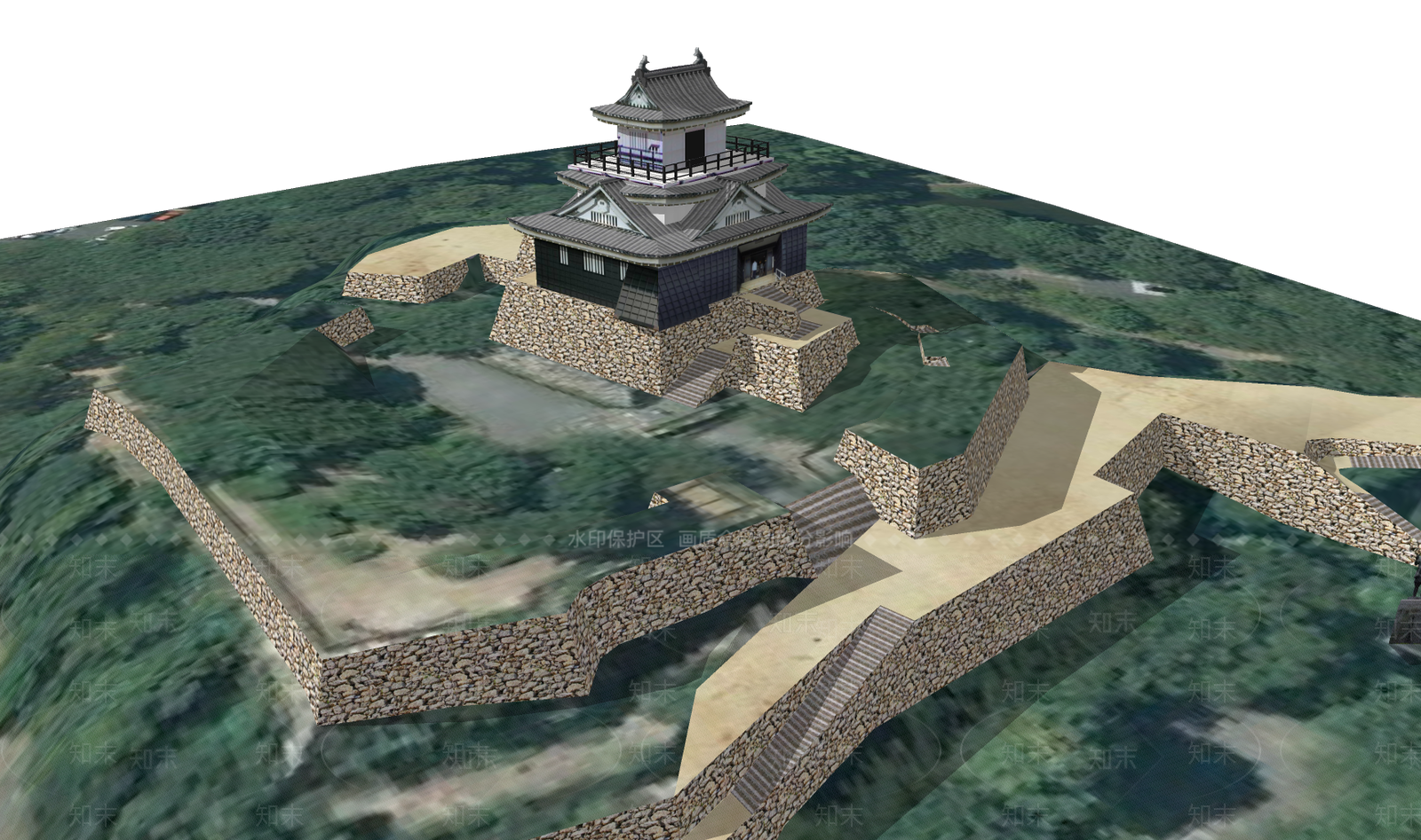 日式古建筑SU模型下载【ID:1189621272】