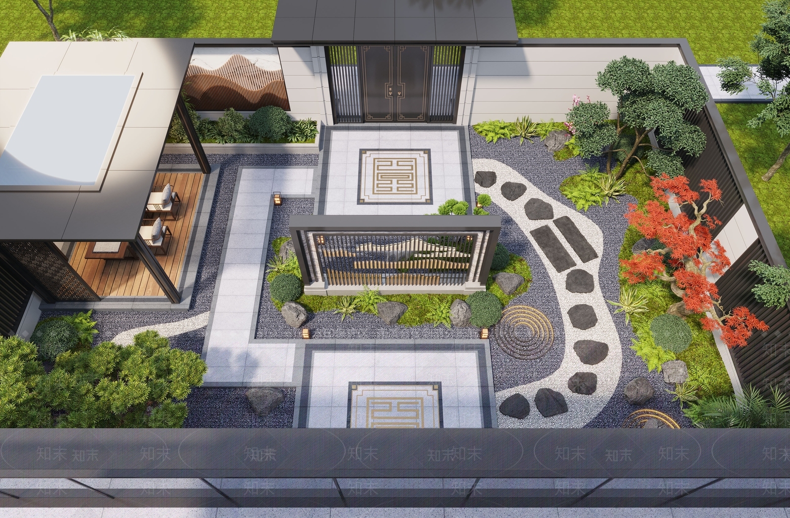 新中式庭院3D模型下载【ID:1189621415】