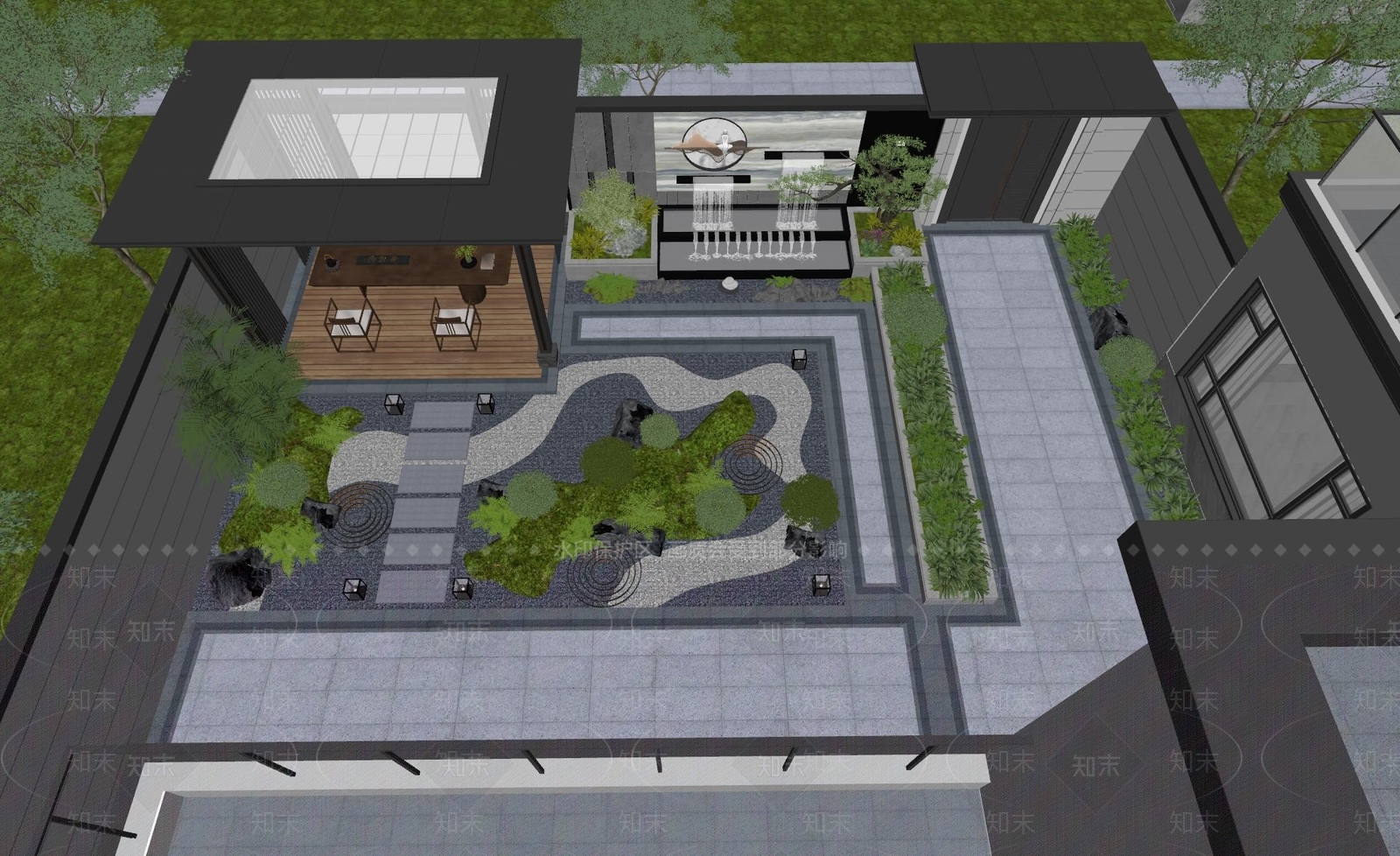 新中式别墅庭院SU模型下载【ID:1189631399】