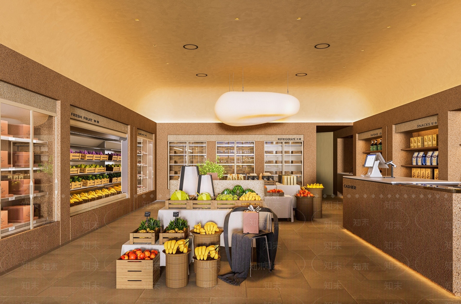 奶油原木水果店SU模型下载【ID:1189624177】