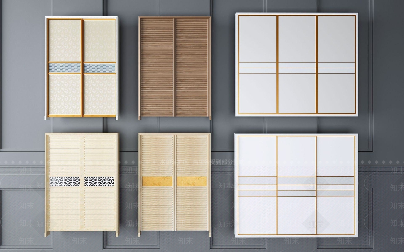 现代衣柜推拉门组合3D模型下载【ID:1189628861】