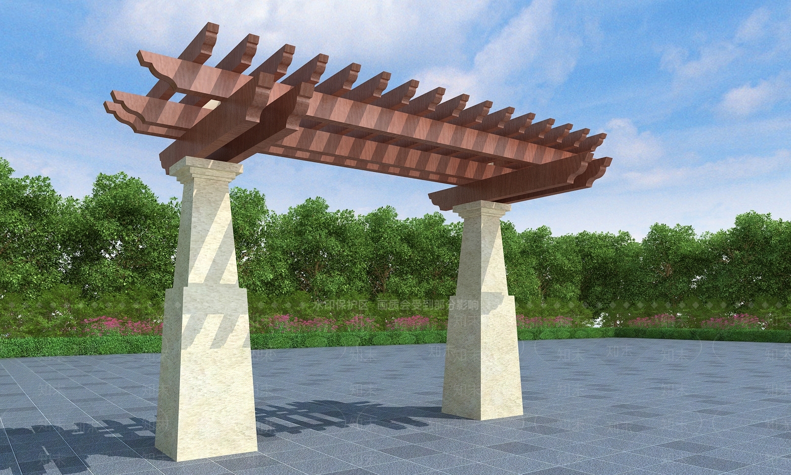 法式欧式廊架3D模型下载【ID:1189629392】