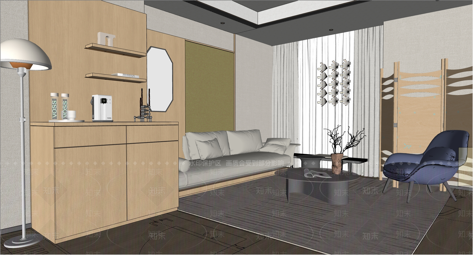现代原木休息区SU模型下载【ID:1189630052】