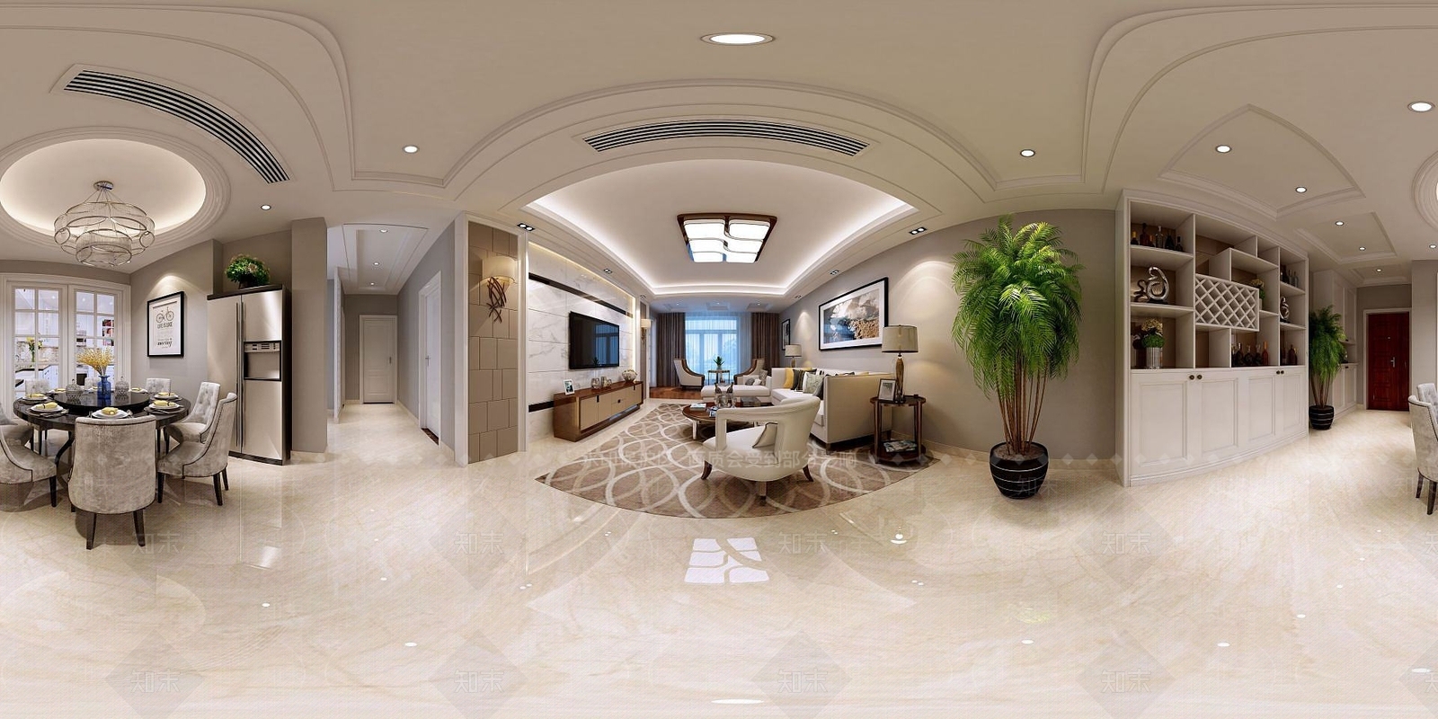 现代新现代客厅餐厅3D模型下载【ID:1189631860】