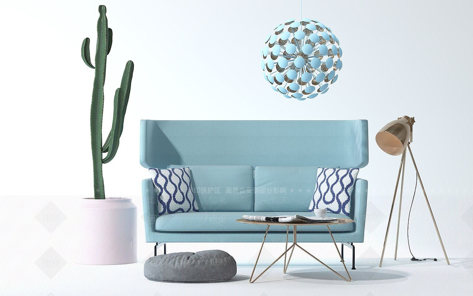 北欧沙发茶几组合3D模型下载【ID:1189632028】