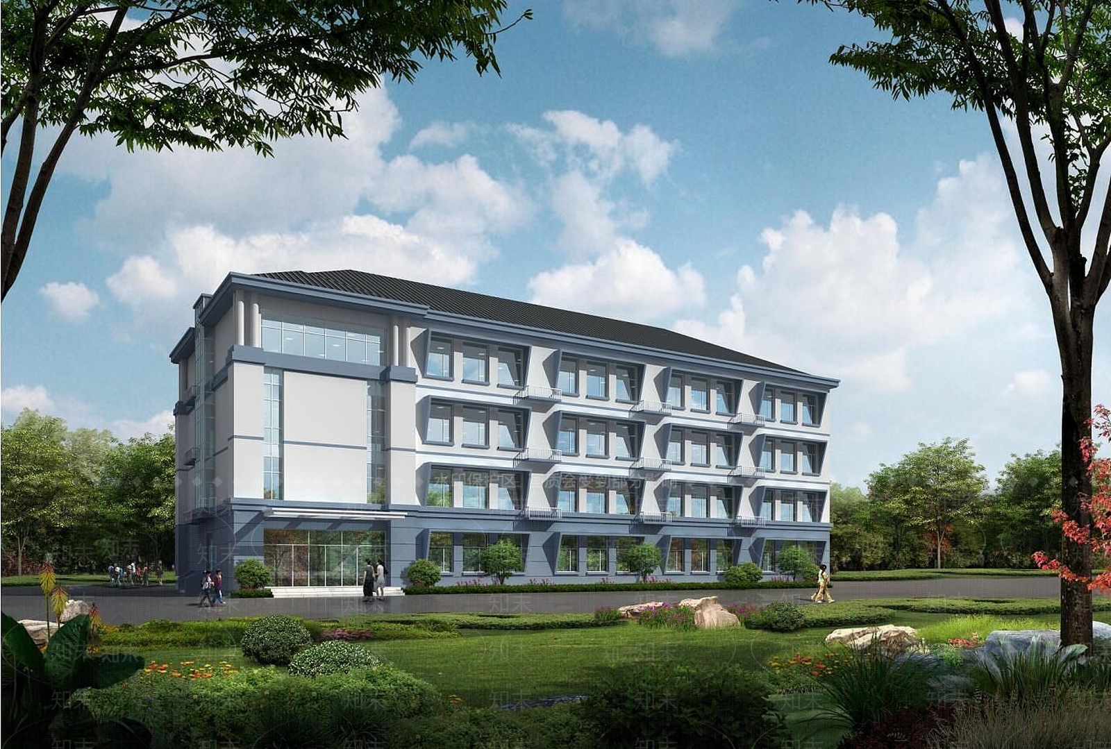 现代建筑教学楼学校3D模型下载【ID:1189633067】