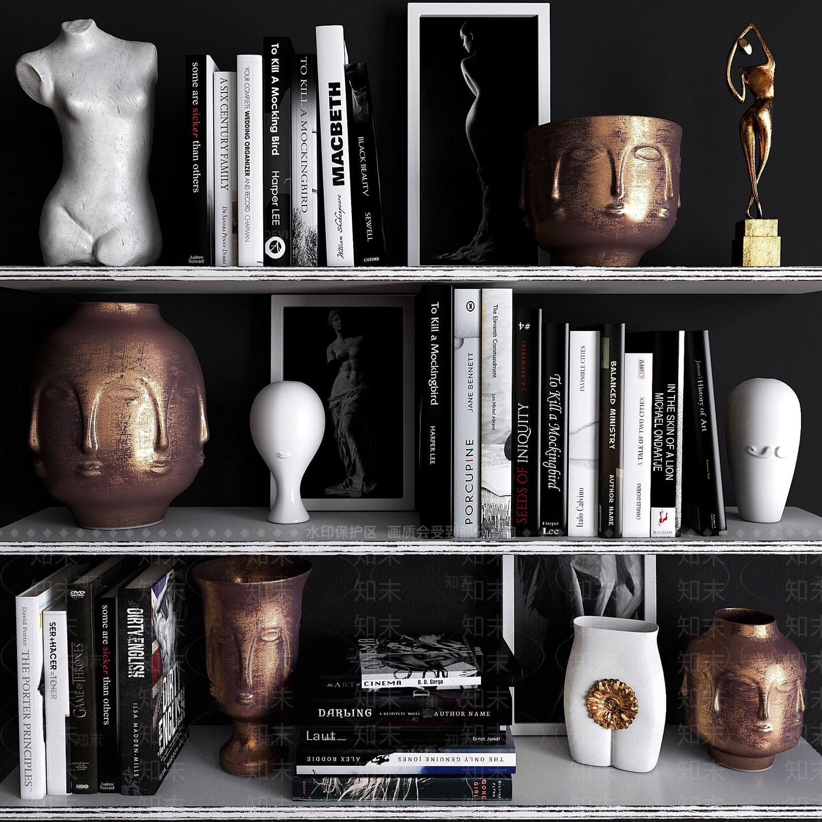 现代置物架陈设品摆件3D模型下载【ID:1189633668】