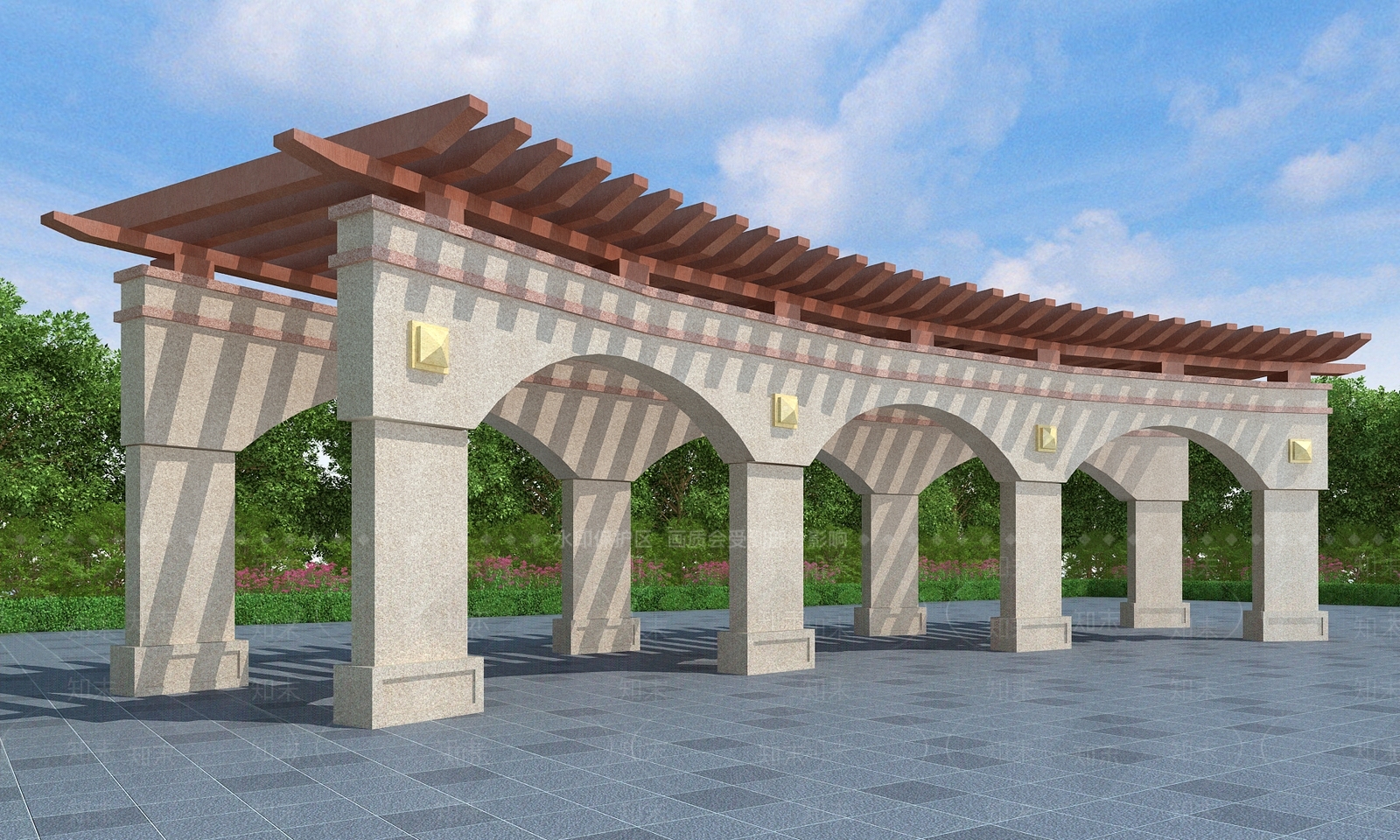法式欧式廊架3D模型下载【ID:1189634825】