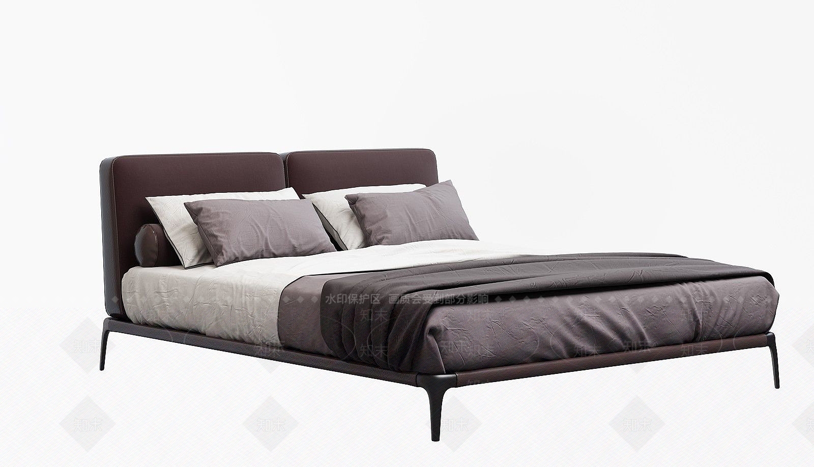 现代简约双人床3D模型下载【ID:1189637332】