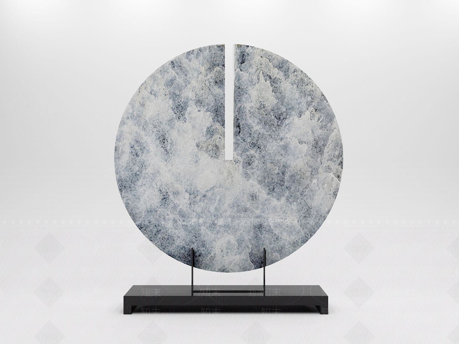 中式大理石铁艺底座摆件3D模型下载【ID:1189637666】