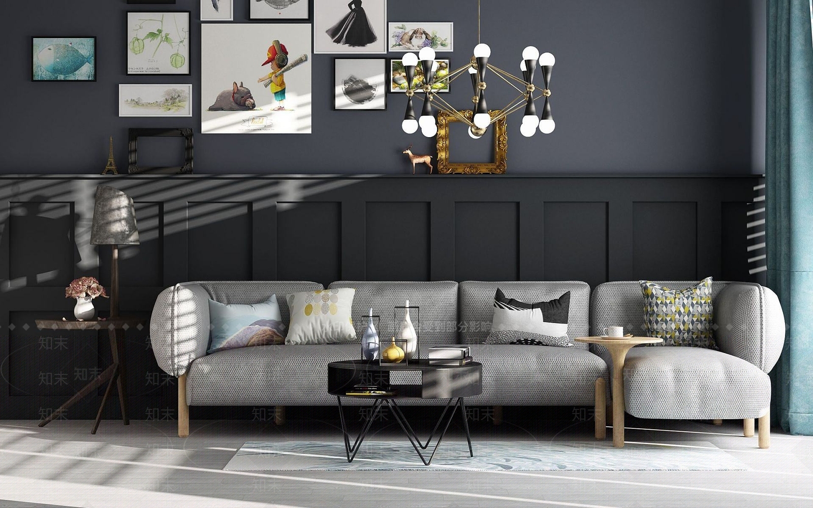 北欧沙发茶几组合3D模型下载【ID:1189638000】