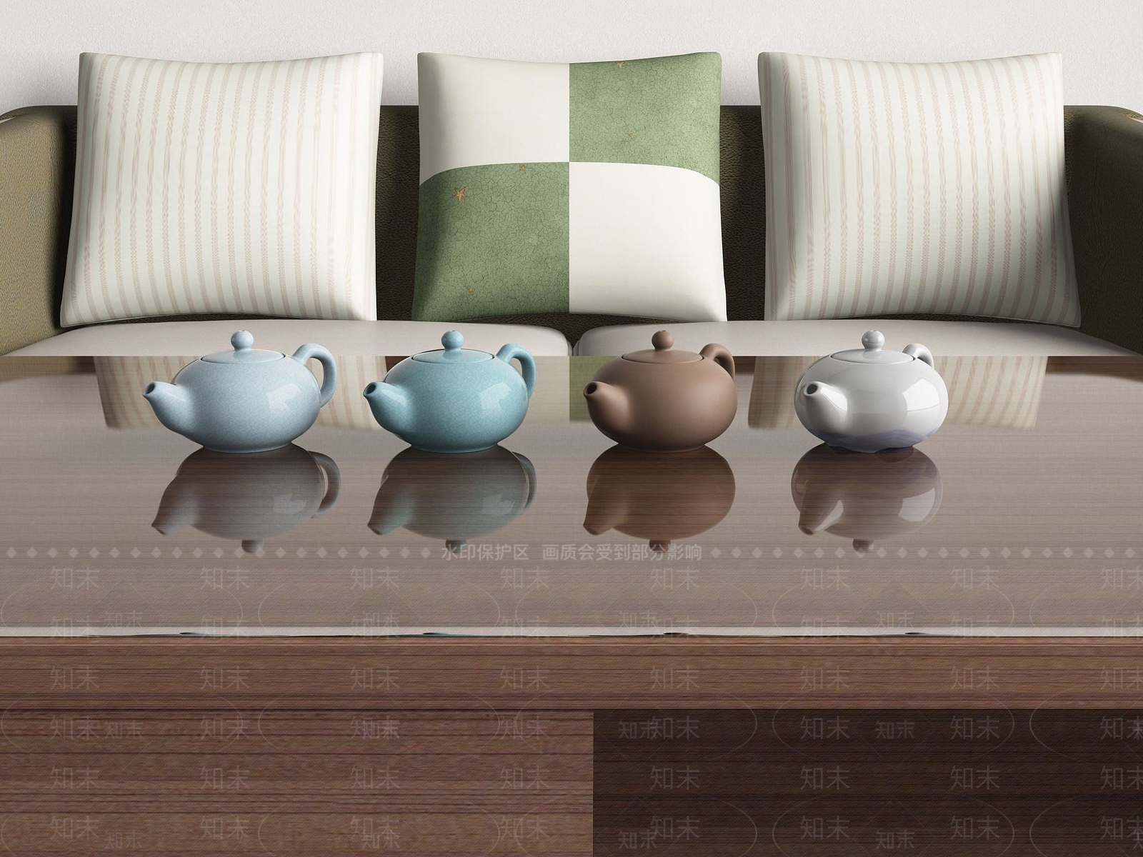 现代陶瓷茶壶3D模型下载【ID:1189638430】