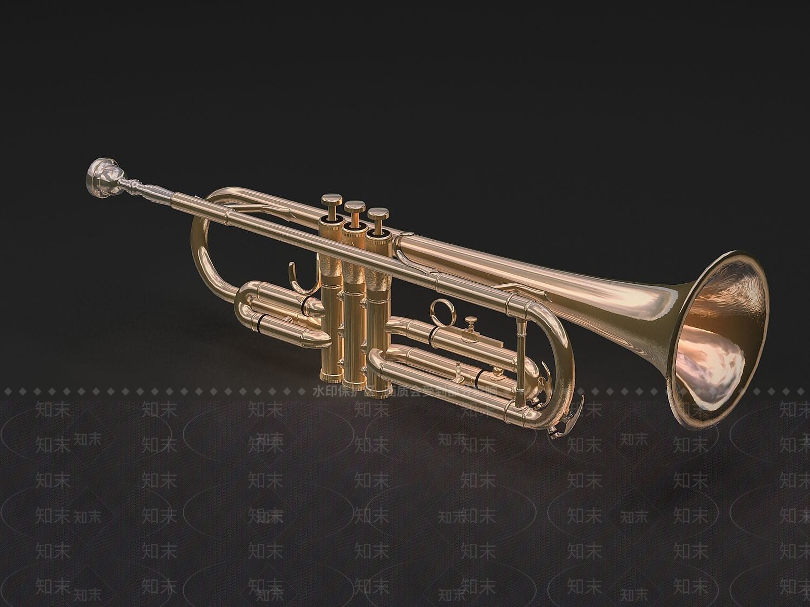 现代西洋乐器短号3D模型下载【ID:1189640327】