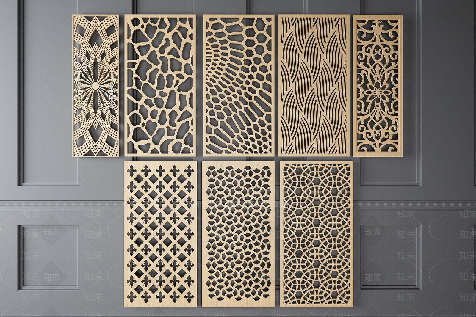 中式隔断中式实木镂空屏风3D模型下载【ID:1189640681】