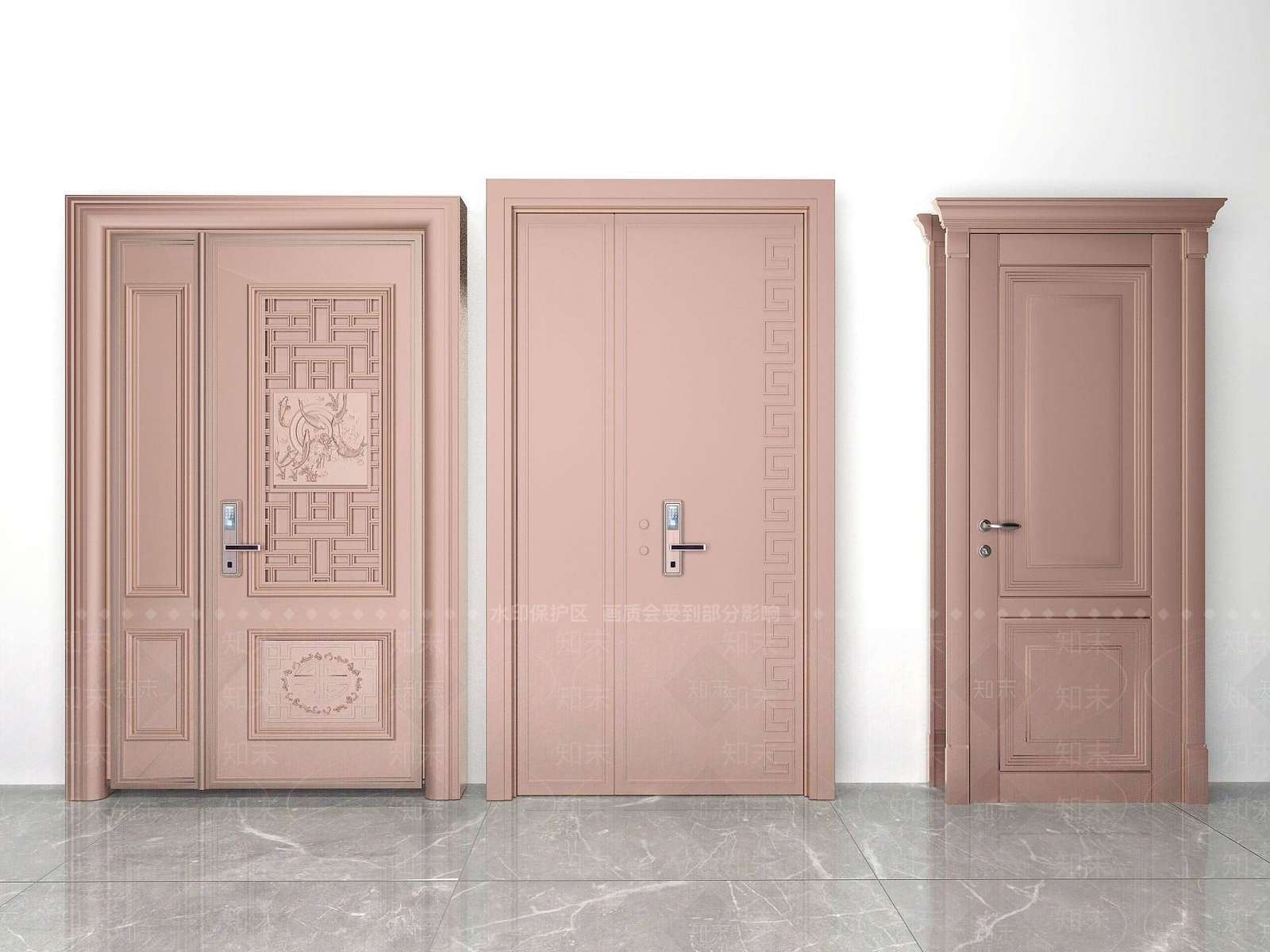 现代金属防盗门组合3D模型下载【ID:1189641022】