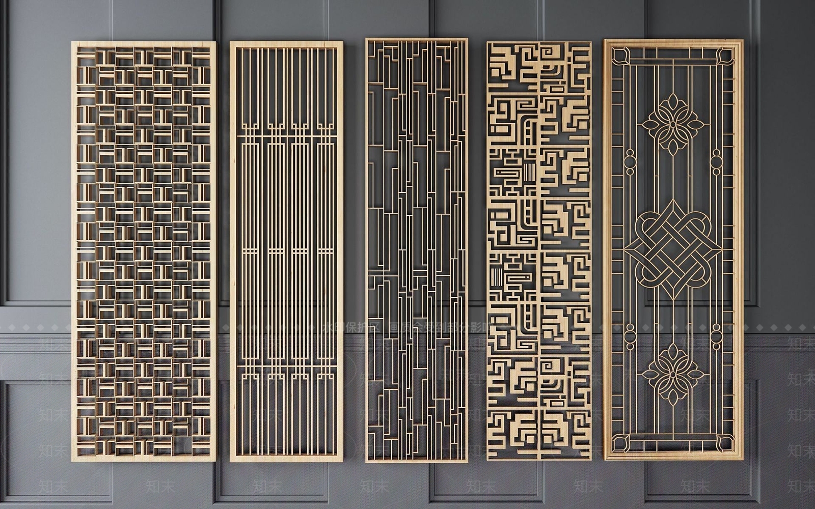 现代实木镂空隔断3D模型下载【ID:1189641468】