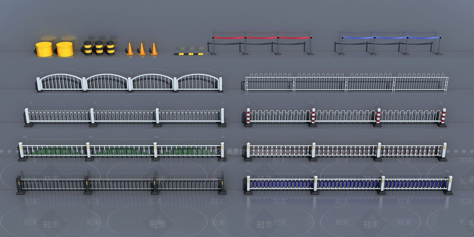 现代道路隔离护栏3D模型下载【ID:1189641767】