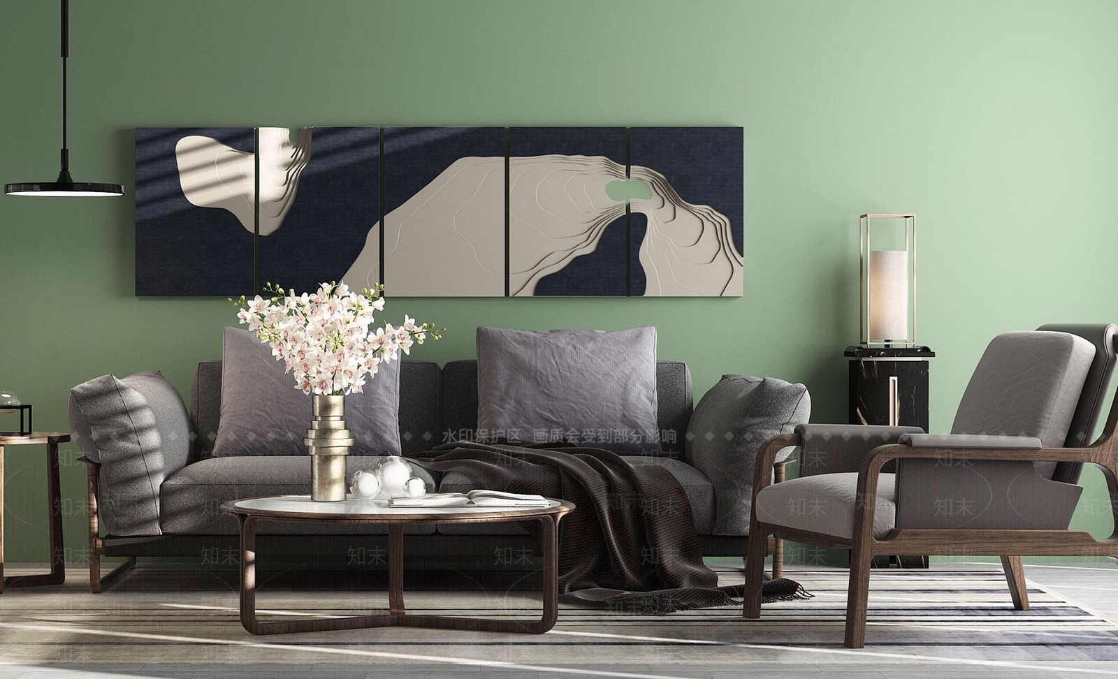 北欧沙发茶几组合3D模型下载【ID:1189642774】