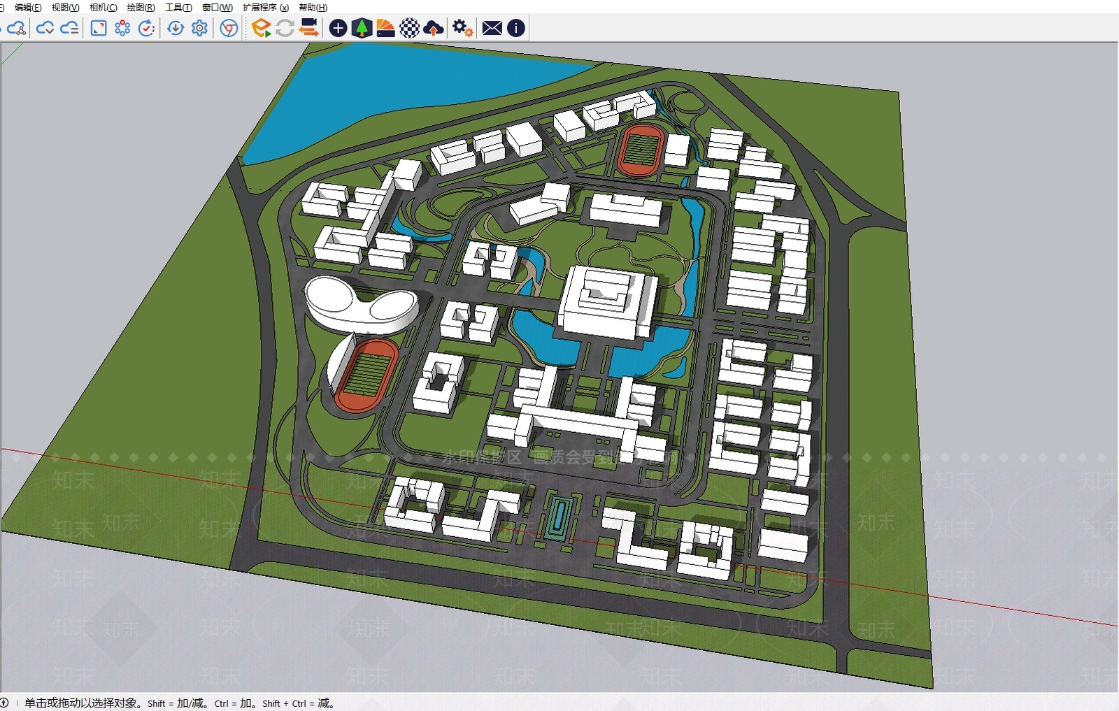 现代简约学校建筑SU模型下载【ID:1189650456】