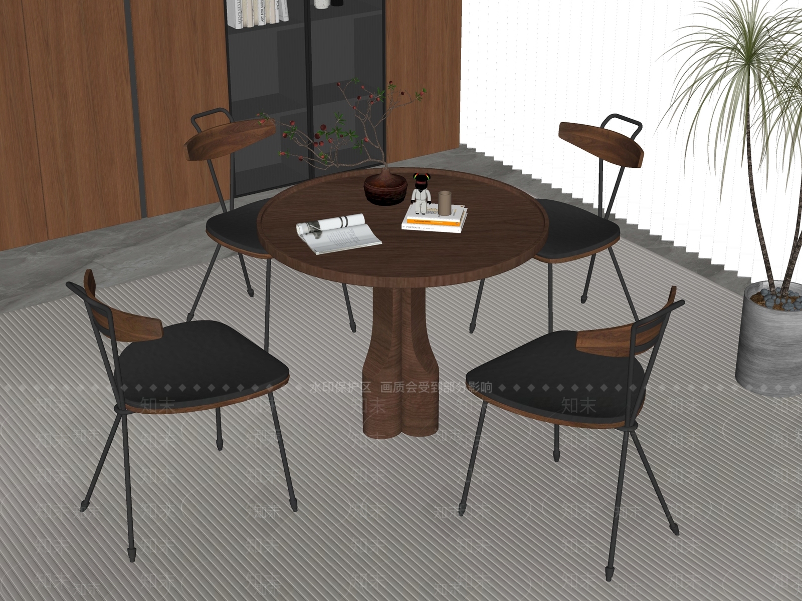中古复古休闲桌椅SU模型下载【ID:1189651792】