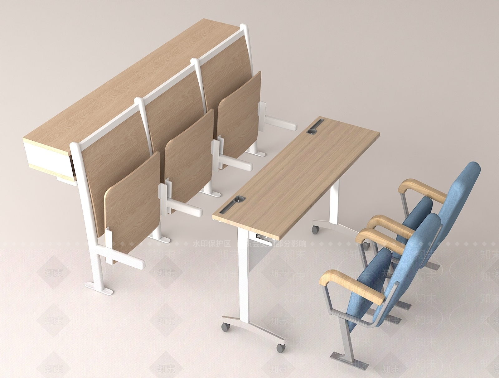 现代中式办公桌椅SU模型下载【ID:1189653347】