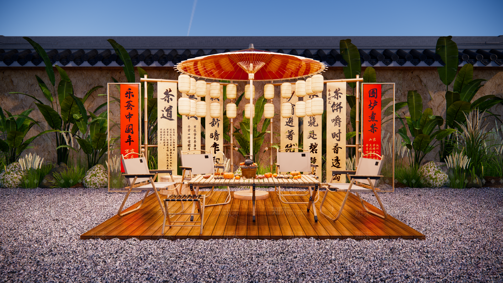 新中式庭院小品SU模型下载【ID:1189656028】
