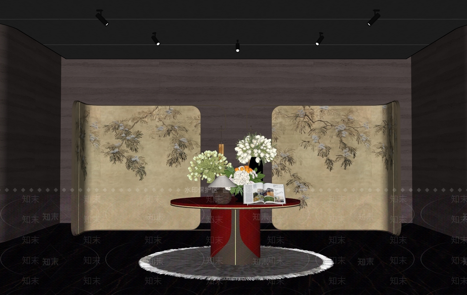 现代酒店大堂SU模型下载【ID:1189656387】